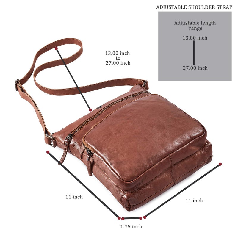Cochoa Crossbody Bags for Women Real Leather Purse Handmade Vintage Crossover Shoulder Pocketbook (Cognac Washed Vintage) - Image 3
